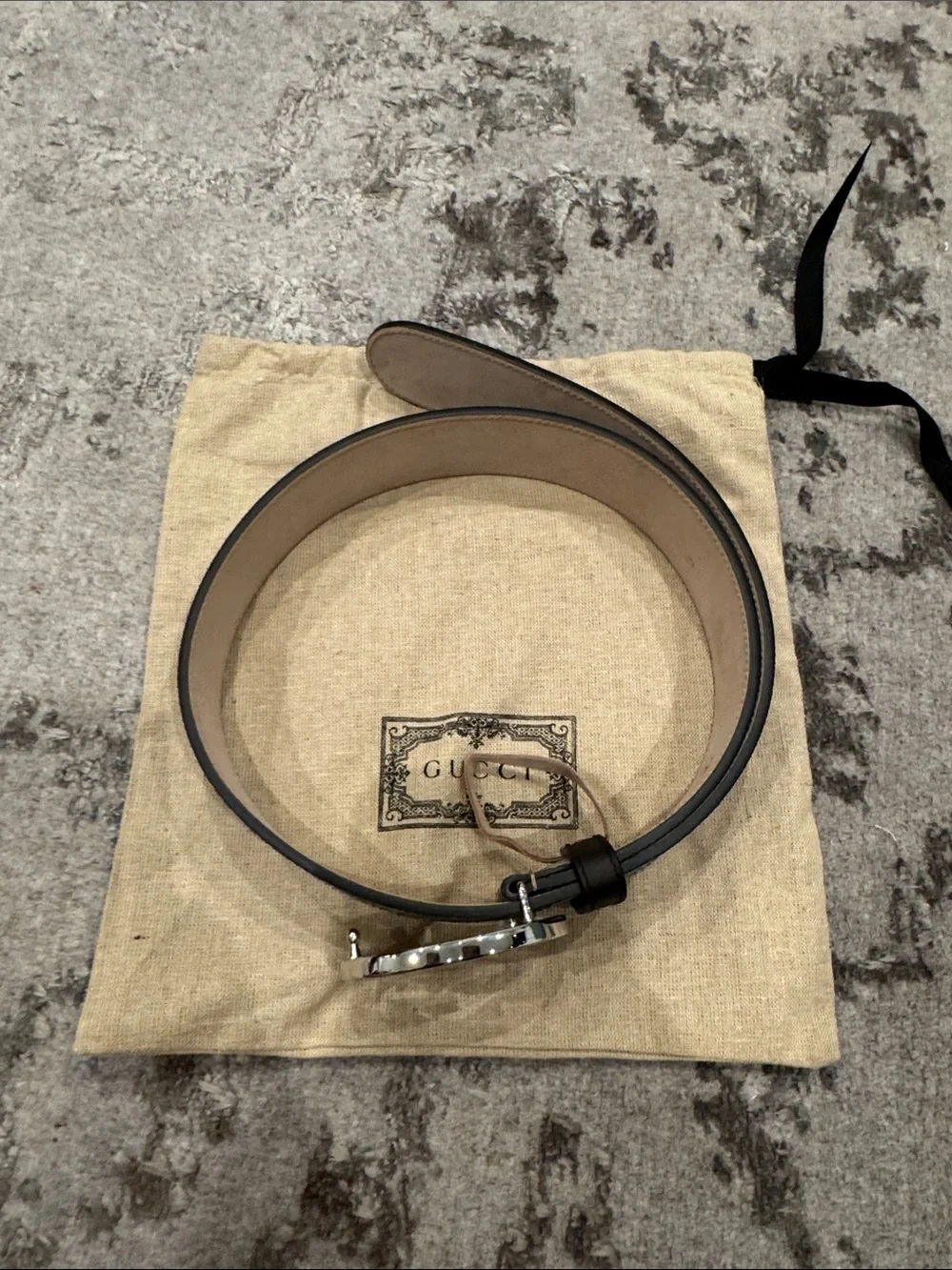 Gucci GG Supreme Monogram Belt in Beige and Brown with Silver Buckle